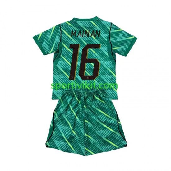Completo da calcio Bambini Francia Portiere Mike Maignan 16 World Cup Maglia Terza 2026 Manica Corta
