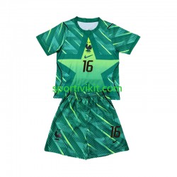 Completo da calcio Bambini Francia Portiere Mike Maignan 16 World Cup Maglia Terza 2026 Manica Corta