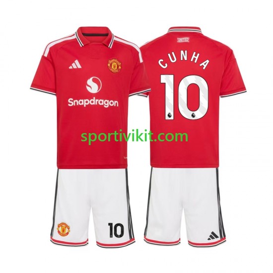 Completo da calcio Bambini Manchester United Matheus Cunha 10 Maglia Prima 2026-2027 Manica Corta