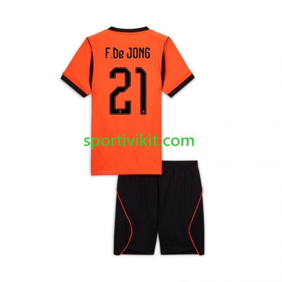 Completo da calcio Bambini Paesi Bassi Frenkie de Jong 21 World Cup Maglia Prima 2026 Manica Corta