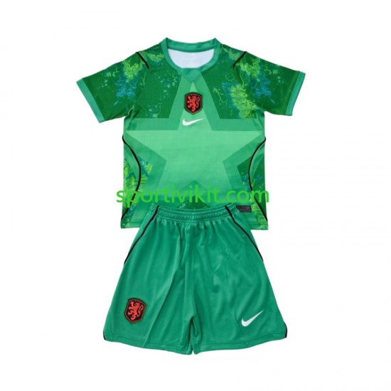 Completo da calcio Bambini Paesi Bassi Portiere World Cup Maglia Terza 2026 Manica Corta