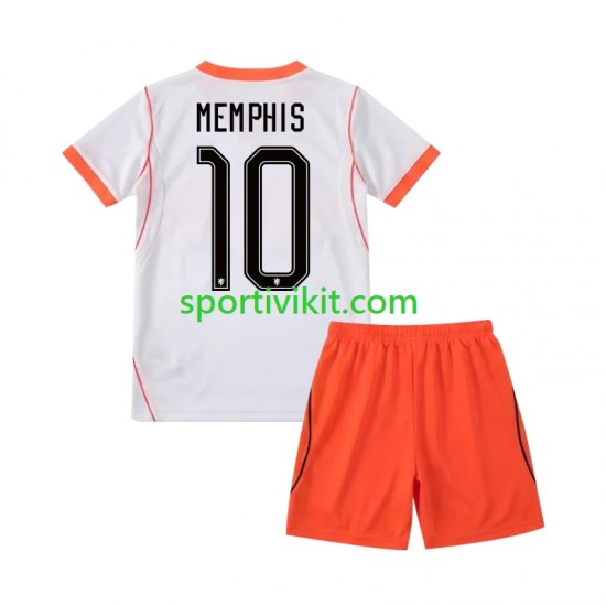 Completo da calcio Bambini Paesi Bassi Memphis Depay 10 World Cup Maglia Seconda 2026 Manica Corta