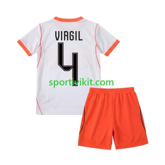 Completo da calcio Bambini Paesi Bassi Virgil van Dijk 4 World Cup Maglia Seconda 2026 Manica Corta
