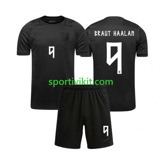 Completo da calcio Bambini Norvegia Braut Haaland 9 World Cup Maglia Seconda 2026 Manica Corta