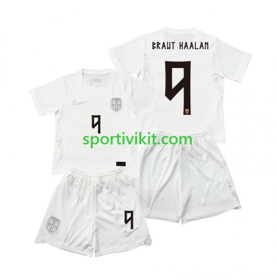 Completo da calcio Bambini Norvegia Braut Haaland 9 World Cup Maglia Terza 2026 Manica Corta