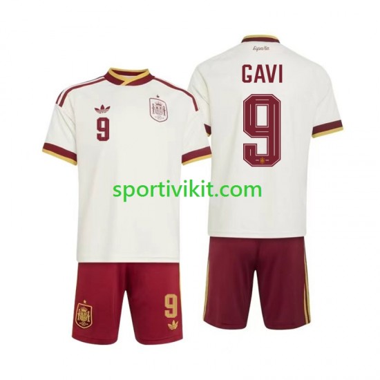 Completo da calcio Bambini Spagna Gavi 9 World Cup Maglia Seconda 2026 Manica Corta