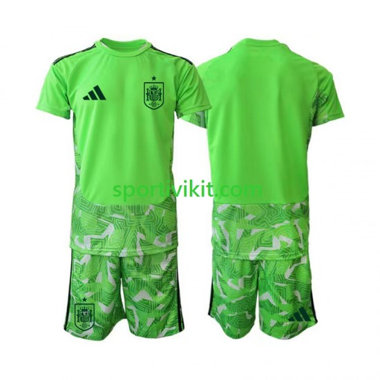 Completo da calcio Bambini Spagna Portiere 6th Green color World Cup Maglia 2026 Manica Corta