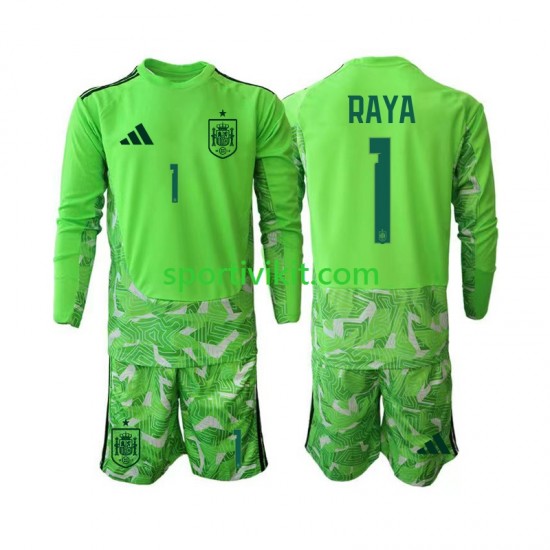 Completo da calcio Bambini Spagna Portiere David Raya 1 6th Green color World Cup Maglia 2026 Manica Lunga