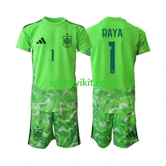 Completo da calcio Bambini Spagna Portiere David Raya 1 6th Green color World Cup Maglia 2026 Manica Corta
