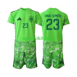 Completo da calcio Bambini Spagna Portiere Unai Simon 23 6th Green color World Cup Maglia 2026 Manica Corta