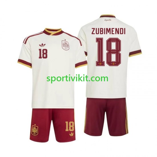 Completo da calcio Bambini Spagna Martin Zubimendi 18 World Cup Maglia Seconda 2026 Manica Corta