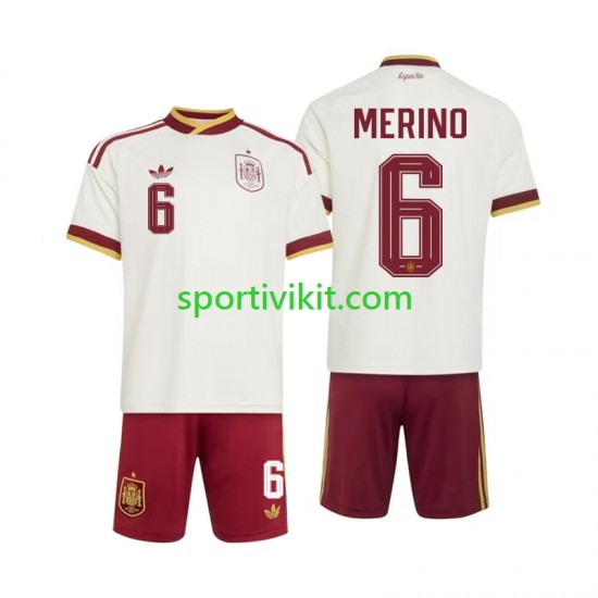 Completo da calcio Bambini Spagna Mikel Merino 6 World Cup Maglia Seconda 2026 Manica Corta