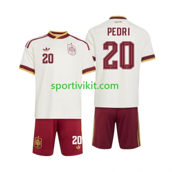 Completo da calcio Bambini Spagna Pedri 20 World Cup Maglia Seconda 2026 Manica Corta