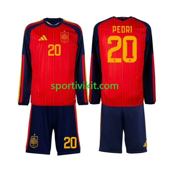Completo da calcio Bambini Spagna Pedri 20 World Cup Maglia Prima 2026 Manica Lunga