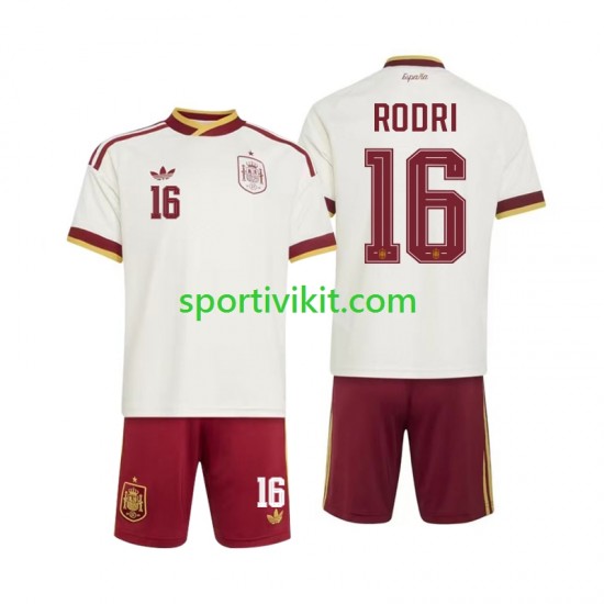 Completo da calcio Bambini Spagna Rodri 16 World Cup Maglia Seconda 2026 Manica Corta