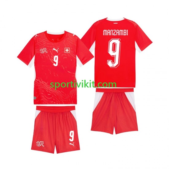 Completo da calcio Bambini Svizzera Johan Manzambi 9 World Cup Maglia Prima 2026 Manica Corta