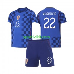 Completo da calcio Bambini Croazia Luka Vuskovic 22 World Cup Maglia Seconda 2026 Manica Corta