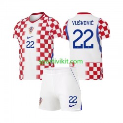 Completo da calcio Bambini Croazia Luka Vuskovic 22 World Cup Maglia Prima 2026 Manica Corta