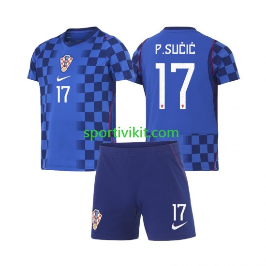 Completo da calcio Bambini Croazia Petar Sucic 17 World Cup Maglia Seconda 2026 Manica Corta