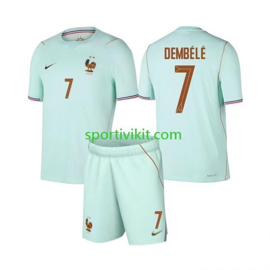 Completo da calcio Bambini Francia Ousmane Dembele 7 World Cup Maglia Seconda 2026 Manica Corta