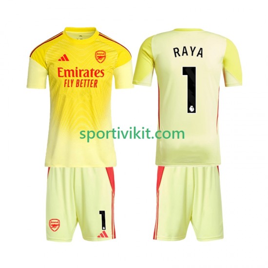 Completo da calcio Bambini Arsenal Portiere Raya 1 Maglia Prima 2025-2026 Manica Corta