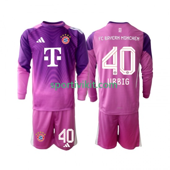 Completo da calcio Bambini FC Bayern München Portiere Jonas Urbig 40 Maglia Quarto 2025-2026 Manica Lunga