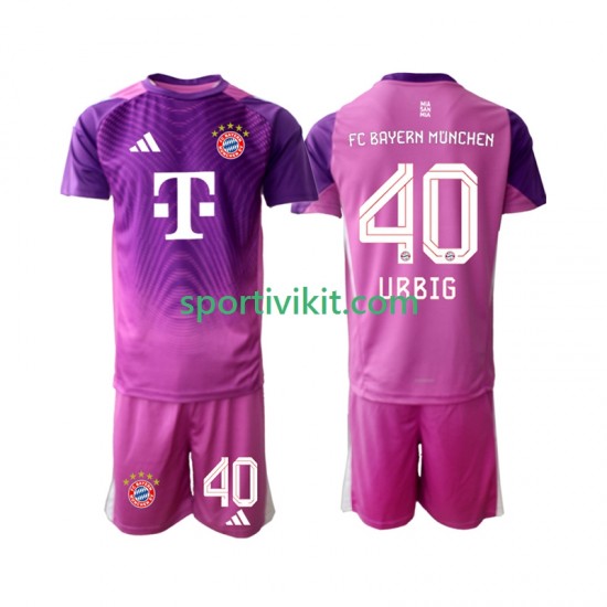 Completo da calcio Bambini FC Bayern München Portiere Jonas Urbig 40 Maglia Quarto 2025-2026 Manica Corta