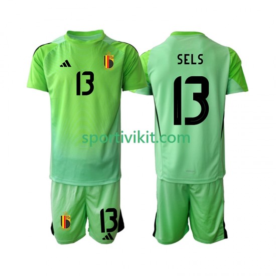 Completo da calcio Bambini Belgio Portiere Matz Sels 13 Maglia Prima 2025 Manica Corta