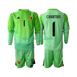 Completo da calcio Bambini Belgio Portiere Thibaut Courtoi 1 Maglia Prima 2025 Manica Lunga