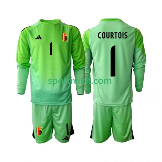 Completo da calcio Bambini Belgio Portiere Thibaut Courtoi 1 Maglia Prima 2025 Manica Lunga