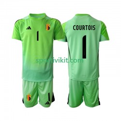 Completo da calcio Bambini Belgio Portiere Thibaut Courtoi 1 Maglia Prima 2025 Manica Corta