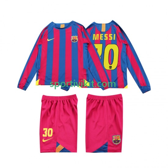Completo da calcio Bambini FC Barcelona Lionel Messi 10 Retro 2005 2006 Maglia Prima Manica Lunga