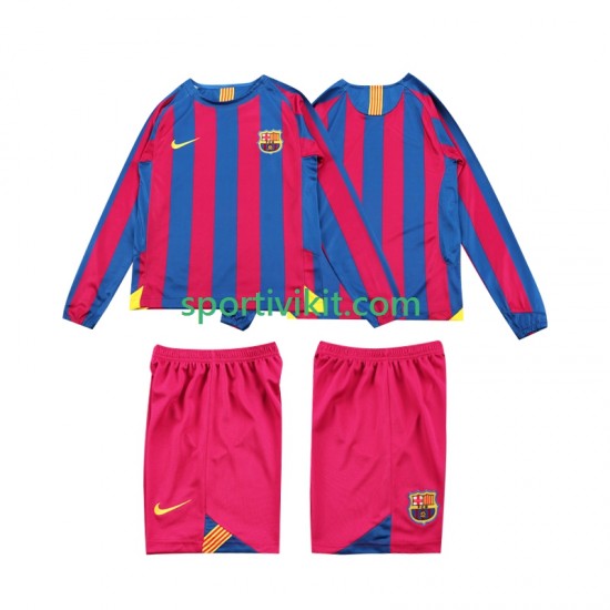 Completo da calcio Bambini FC Barcelona Retro 2005 2006 Maglia Prima Manica Lunga