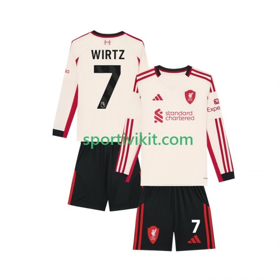 Completo da calcio Bambini Liverpool Florian Wirtz 7 Maglia Seconda 2025-2026 Manica Lunga