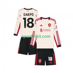 Completo da calcio Bambini Liverpool Gakpo 18 Maglia Seconda 2025-2026 Manica Lunga
