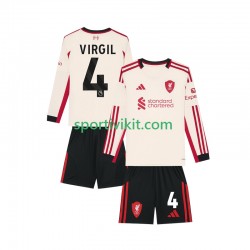 Completo da calcio Bambini Liverpool Virgil van Dijk 4 Maglia Seconda 2025-2026 Manica Lunga