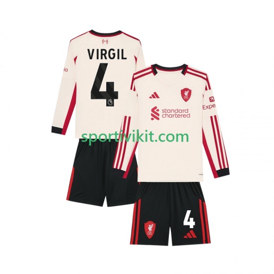 Completo da calcio Bambini Liverpool Virgil van Dijk 4 Maglia Seconda 2025-2026 Manica Lunga