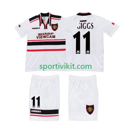Completo da calcio Bambini Manchester United GIGGS 11 Retro 1998 Maglia Seconda Manica Corta