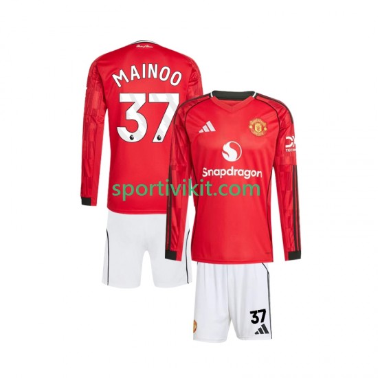 Completo da calcio Bambini Manchester United Kobbie Mainoo 37 Maglia Prima 2025-2026 Manica Lunga