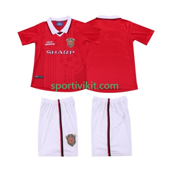 Completo da calcio Bambini Manchester United Retro 1999 2000 Maglia Prima Manica Corta