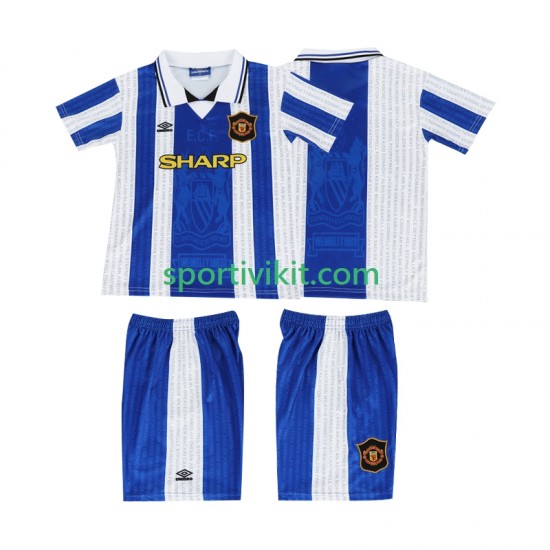 Completo da calcio Bambini Manchester United Retro 1994 1996 Maglia Terza Manica Corta
