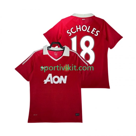 Manchester United SCHOLES 18 Retro 2010 2011 Uomo Maglia Prima Manica Corta
