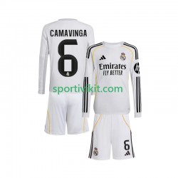 Completo da calcio Bambini Real Madrid Camavinga 6 Maglia Prima 2025-2026 Manica Lunga