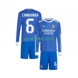 Completo da calcio Bambini Real Madrid Camavinga 6 Maglia Terza 2025-2026 Manica Lunga