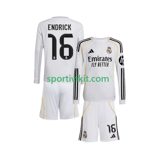 Completo da calcio Bambini Real Madrid Endrick 16 Maglia Prima 2025-2026 Manica Lunga