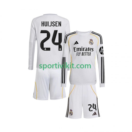 Completo da calcio Bambini Real Madrid Huijsen 24 Maglia Prima 2025-2026 Manica Lunga