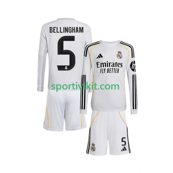 Completo da calcio Bambini Real Madrid Jude Bellingham 5 Maglia Prima 2025-2026 Manica Lunga