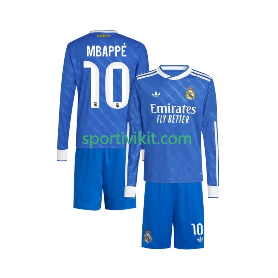 Completo da calcio Bambini Real Madrid Mbappé Kylian 10 Maglia Terza 2025-2026 Manica Lunga