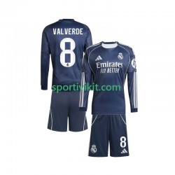 Completo da calcio Bambini Real Madrid Valverde 8 Maglia Seconda 2025-2026 Manica Lunga