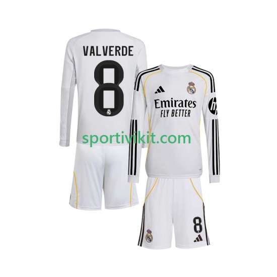 Completo da calcio Bambini Real Madrid Valverde 8 Maglia Prima 2025-2026 Manica Lunga